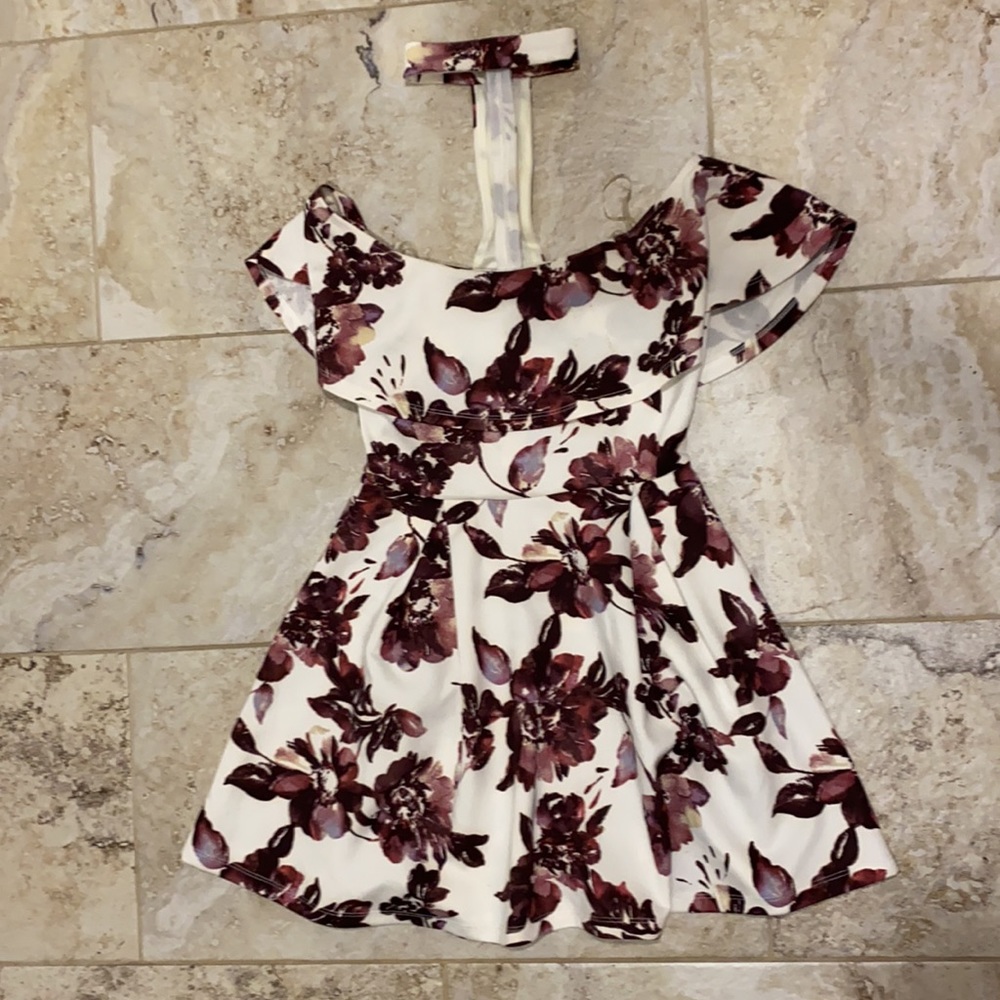 White dress with painted flower pattern